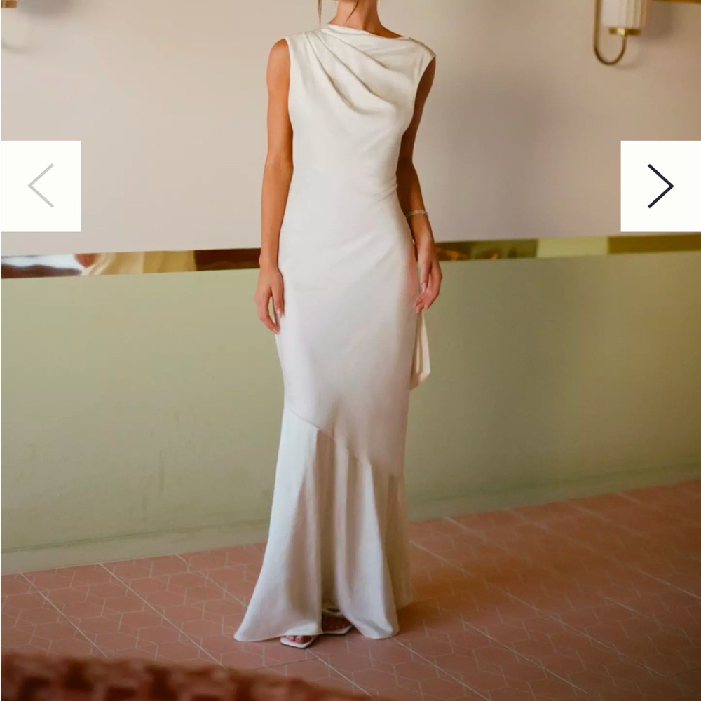 Significant Other Lana Cowl-Neck Satin Gown in Ivory